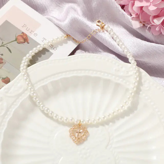 Angle Heart Pearl Choker